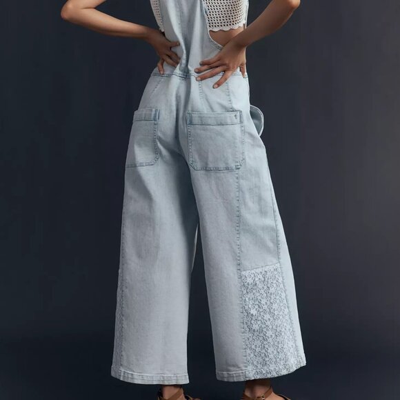 *NWT* Anthropologie Pilcro Front-Zip Wide-Leg Denim Jean Jumpsuit S XS - Picture 3 of 4